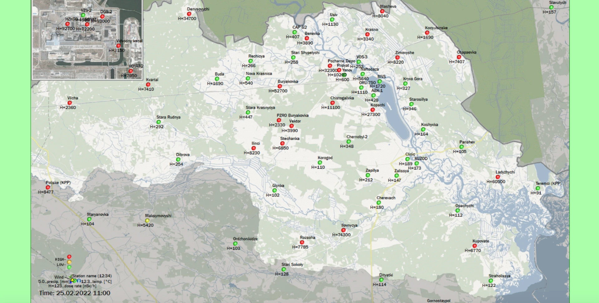Chernobyl Radiazioni: Mappa dei livelli di Radiazioni a Chernobyl